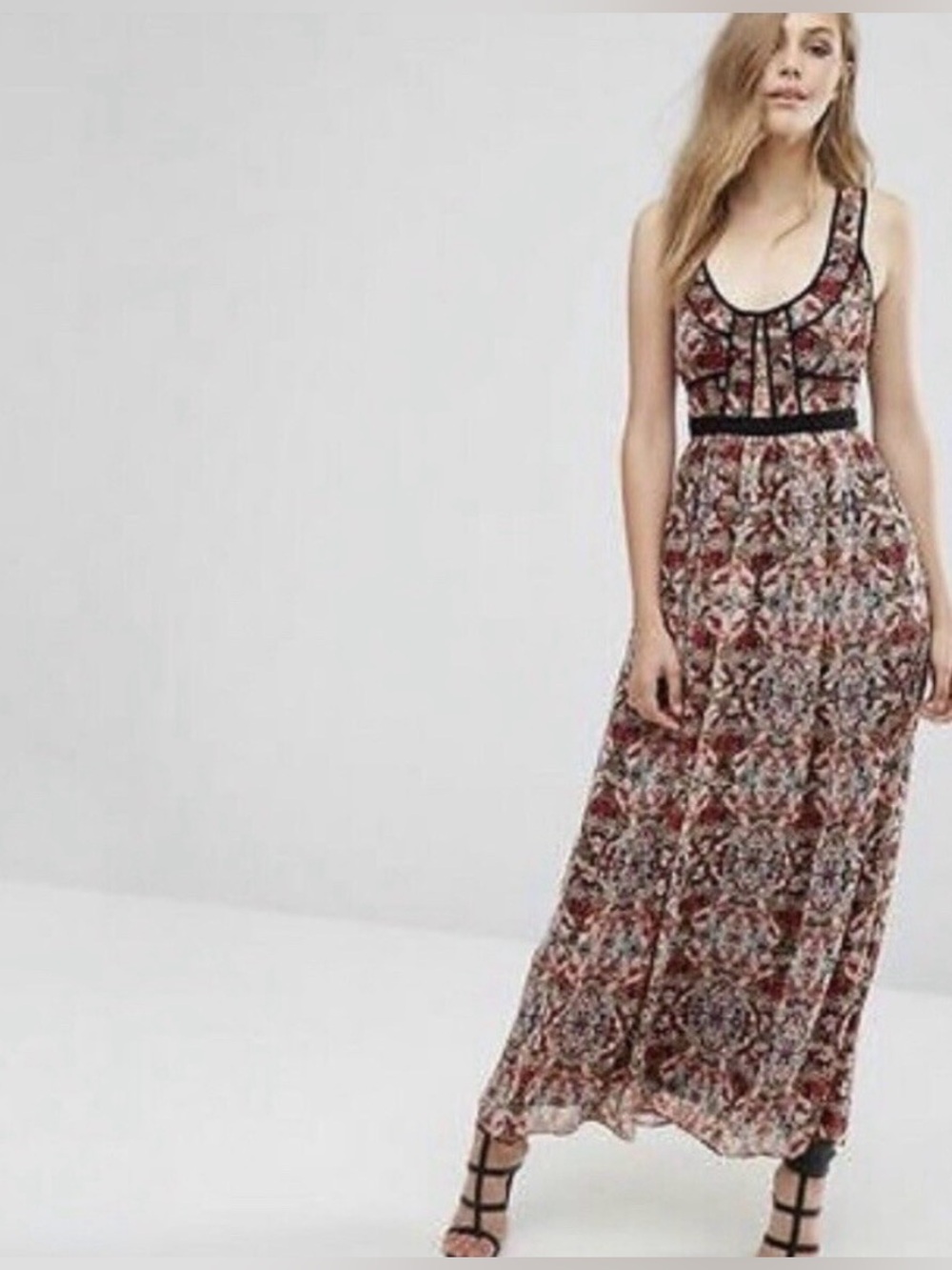 BCBGeneration Patchwork Cutout Maxi Dress Size 6 NWOT